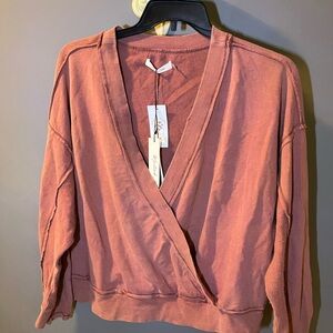 Mustard Seed Dusty Rose Wrap Sweater